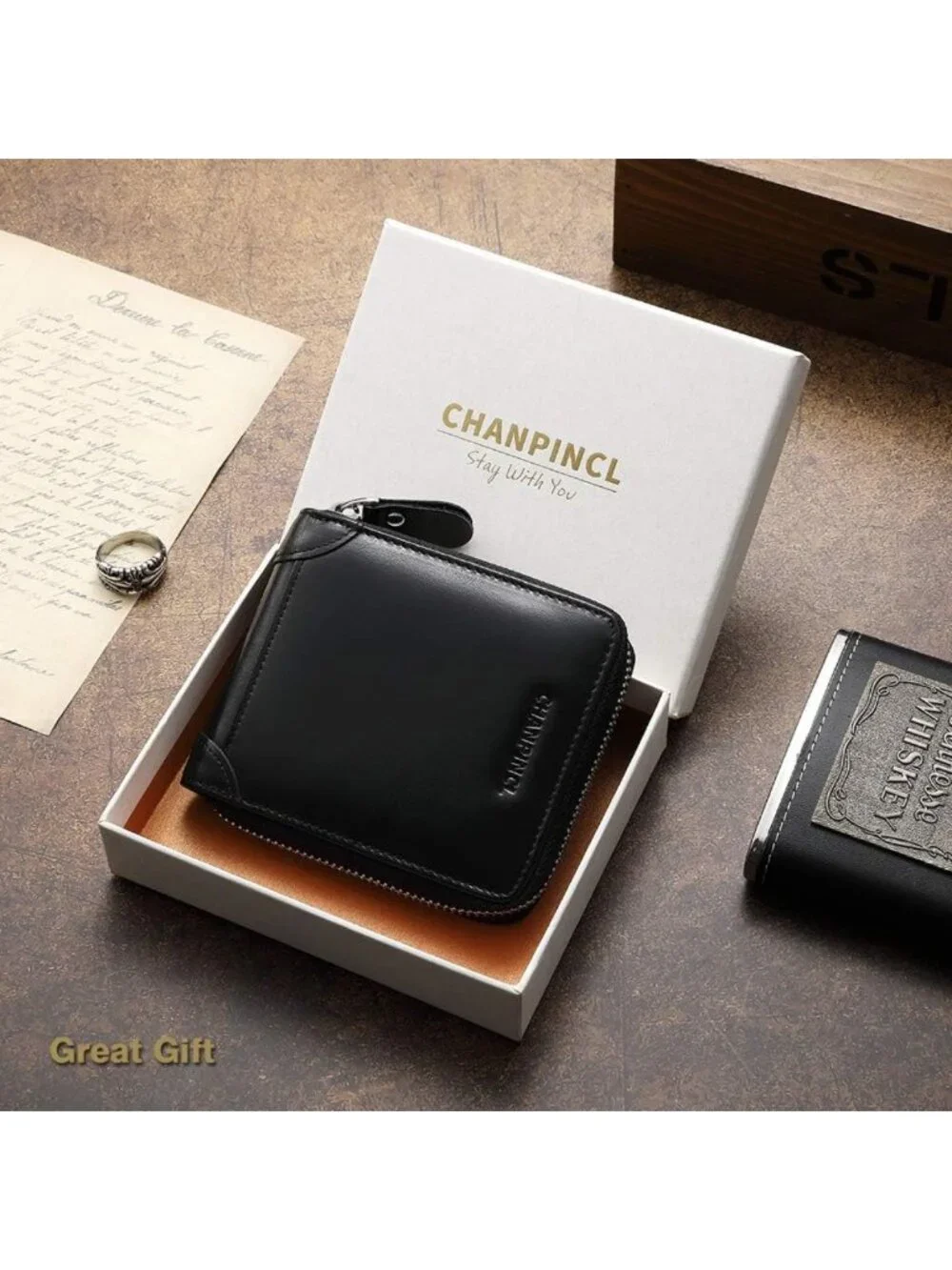 Men's RFID Secure Genuine Leather Zipper Wallet - Large Capacity Multi-Card